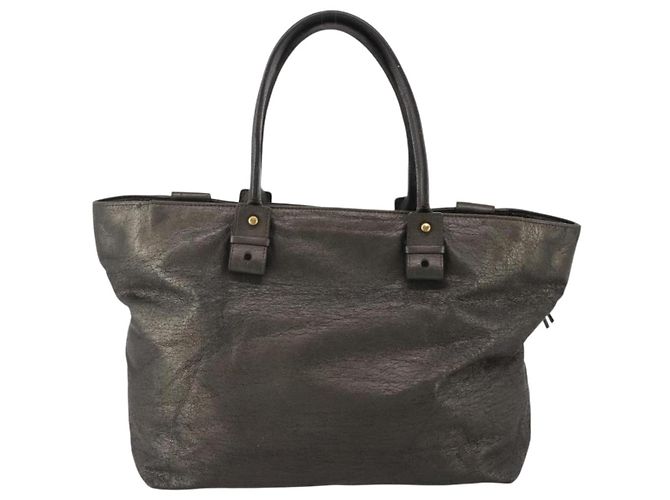 Chloé Chloe Tote Bag aus Leder Grau Goldfarben Auth BA15487 Braun - Ansicht 2