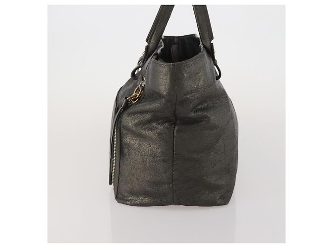 Chloé Chloe Tote Bag aus Leder Grau Goldfarben Auth BA15487 Braun - Ansicht 3