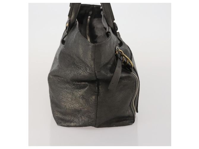 Chloé Chloe Tote Bag aus Leder Grau Goldfarben Auth BA15487 Braun - Ansicht 4