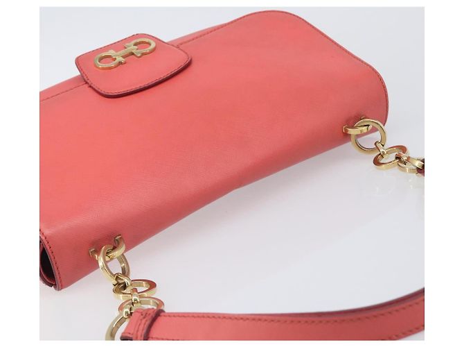 Borsa a tracolla Salvatore Ferragamo Gancini Chain in pelle Pink Gold Auth 204648A Rosa - vista 6