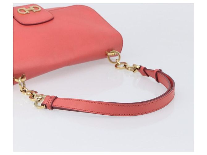 Borsa a tracolla Salvatore Ferragamo Gancini Chain in pelle Pink Gold Auth 204648A Rosa - vista 7