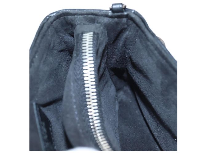CHANEL Pochette épaule à chaîne en agneau noir argenté CC Auth 200770SAM - vue 26