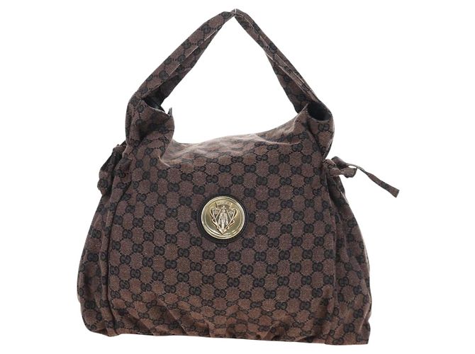 Borsa a mano GUCCI GG Canvas Outlet Brown Gold 286307 Auth 201176V Marrone D'oro - vista 13