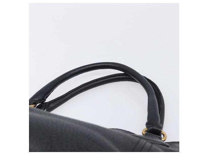 PRADA Vitellolux Hand Bag Leather Black Gold Auth 204100V Golden - view 14