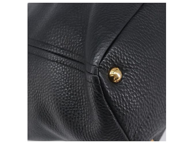 PRADA Vitellolux Hand Bag Leather Black Gold Auth 204100V Golden - view 15
