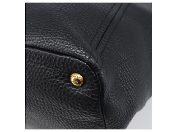 PRADA Vitellolux Hand Bag Leather Black Gold Auth 204100V Golden - view 16