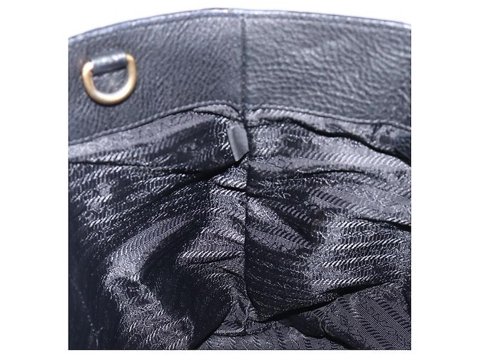 PRADA Vitellolux Hand Bag Leather Black Gold Auth 204100V Golden - view 22
