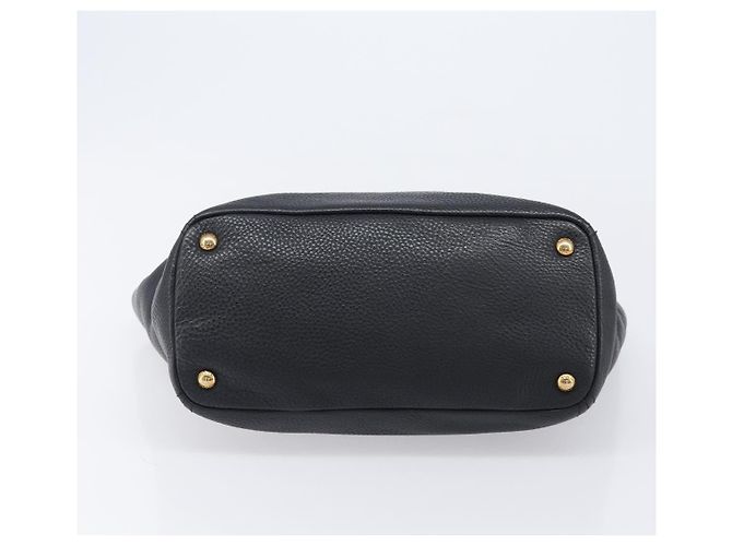 PRADA Vitellolux Hand Bag Leather Black Gold Auth 204100V Golden - view 5
