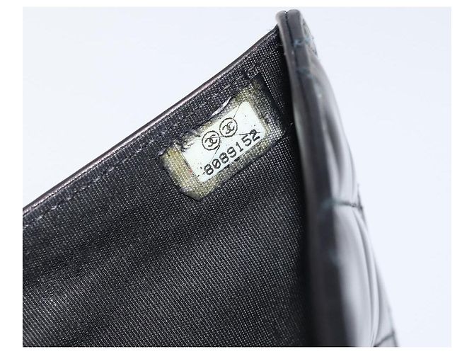 Cartera CHANEL Matelasse de piel charol negra plata CC Auth yk20916A Negro - vista 12