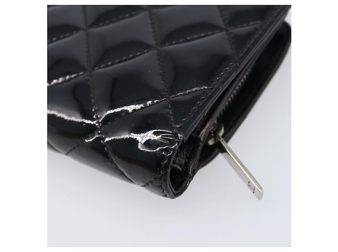 Cartera CHANEL Matelasse de piel charol negra plata CC Auth yk20916A Negro - vista 14