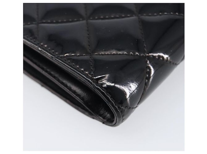 Cartera CHANEL Matelasse de piel charol negra plata CC Auth yk20916A Negro - vista 15
