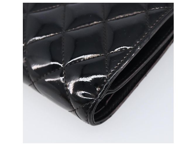 Cartera CHANEL Matelasse de piel charol negra plata CC Auth yk20916A Negro - vista 16