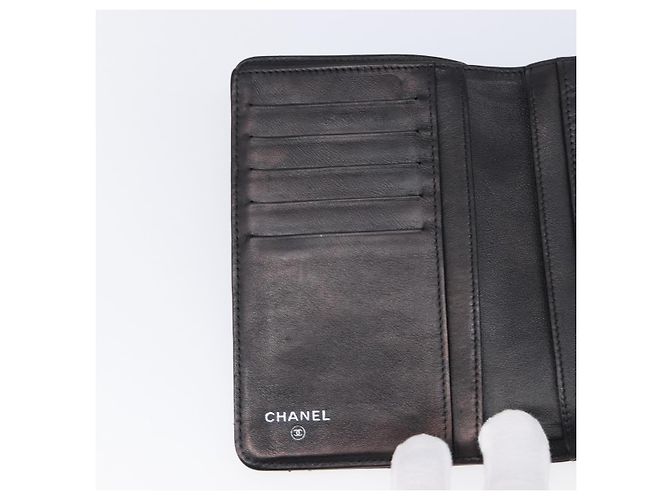 Cartera CHANEL Matelasse de piel charol negra plata CC Auth yk20916A Negro - vista 21