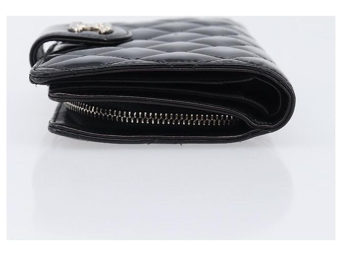 Cartera CHANEL Matelasse de piel charol negra plata CC Auth yk20916A Negro - vista 4