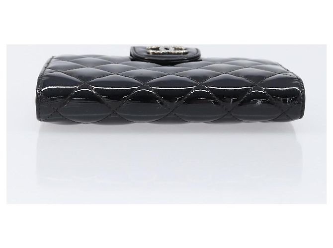 Cartera CHANEL Matelasse de piel charol negra plata CC Auth yk20916A Negro - vista 6
