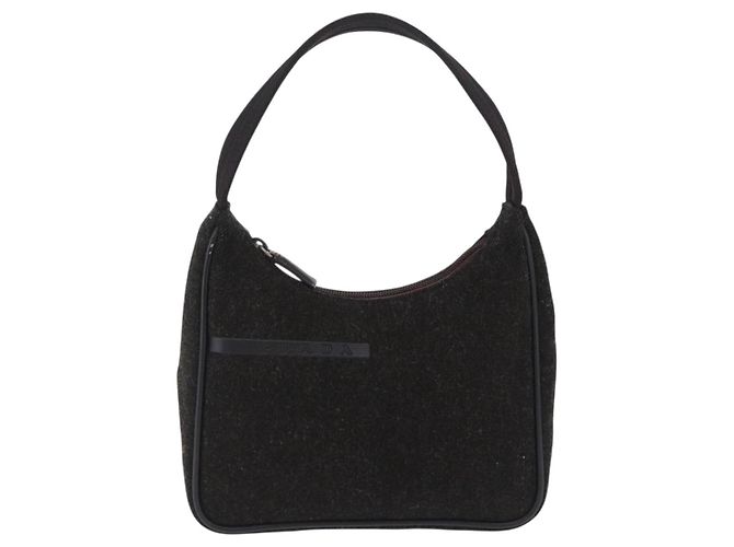 PRADA PRADA Sports Accessory Pouch Canvas Wool Black Auth 203830A - view 13