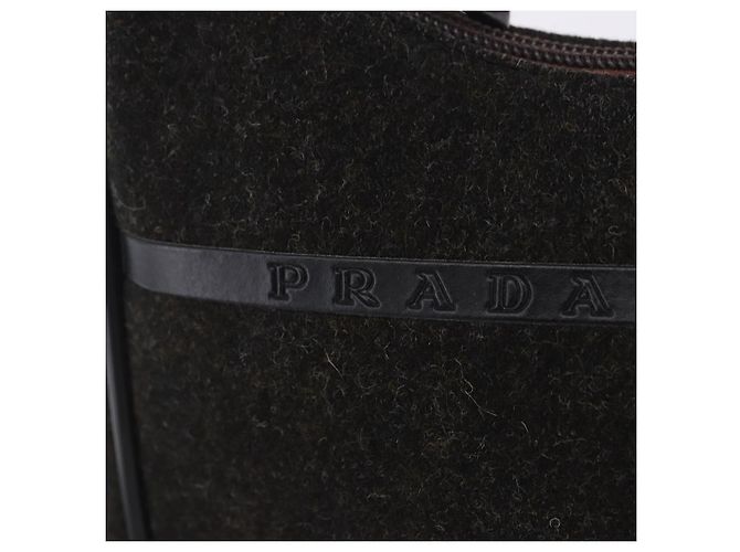 PRADA PRADA Sports Accessory Pouch Canvas Wool Black Auth 203830A - view 19