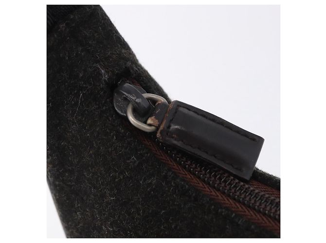 PRADA PRADA Sports Accessory Pouch Canvas Wool Black Auth 203830A - view 9