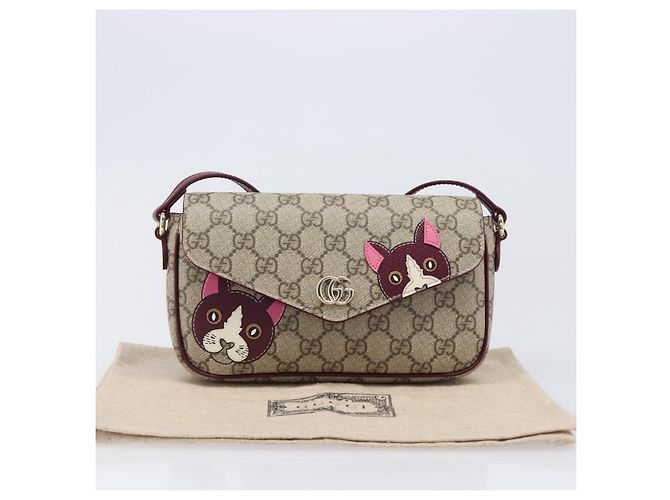 Borsa a tracolla GUCCI GG Supreme PVC Beige Gold 818764 Auth 200784M D'oro - vista 12