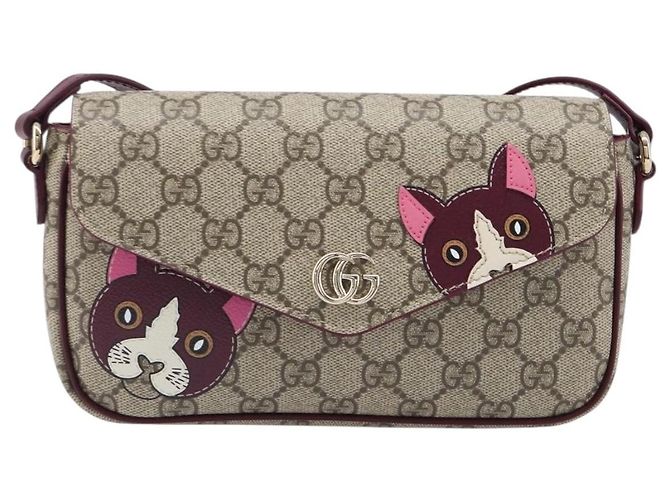 Borsa a tracolla GUCCI GG Supreme PVC Beige Gold 818764 Auth 200784M D'oro - vista 13