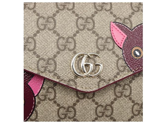 Borsa a tracolla GUCCI GG Supreme PVC Beige Gold 818764 Auth 200784M D'oro - vista 22