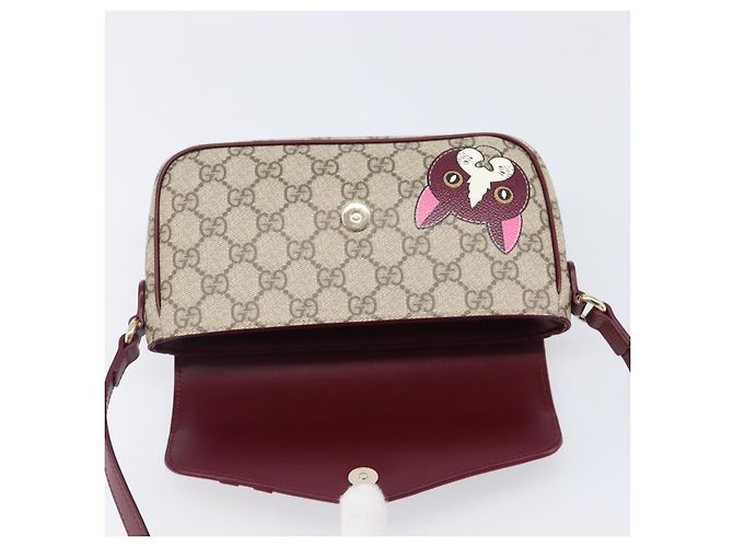 Borsa a tracolla GUCCI GG Supreme PVC Beige Gold 818764 Auth 200784M D'oro - vista 23