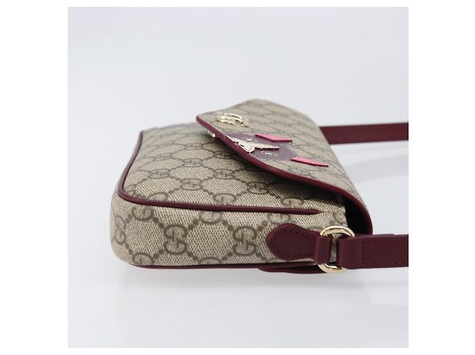 Borsa a tracolla GUCCI GG Supreme PVC Beige Gold 818764 Auth 200784M D'oro - vista 3