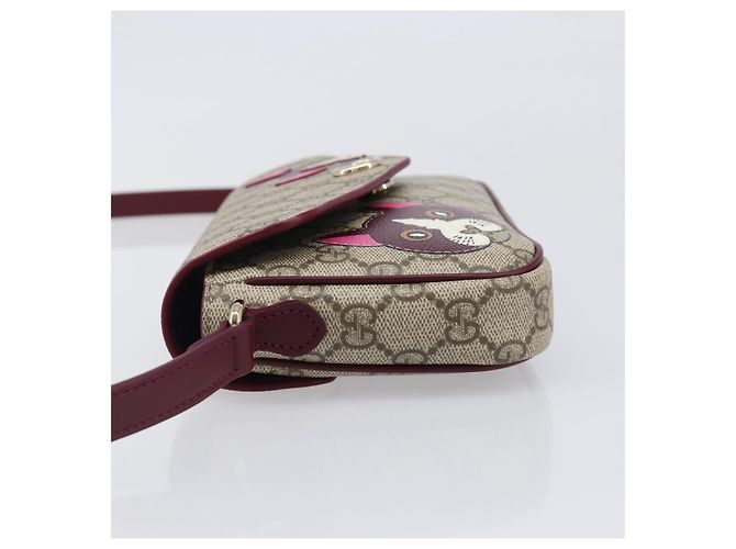 Borsa a tracolla GUCCI GG Supreme PVC Beige Gold 818764 Auth 200784M D'oro - vista 4