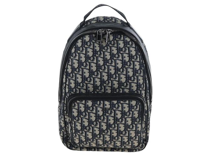 Zaino Christian Dior Trotter Canvas Jacquard Navy Silver Auth 203250SAM Argento Blu navy - vista 13
