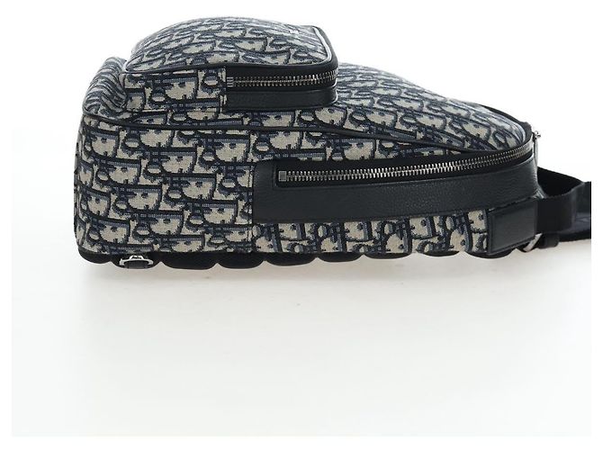 Zaino Christian Dior Trotter Canvas Jacquard Navy Silver Auth 203250SAM Argento Blu navy - vista 4