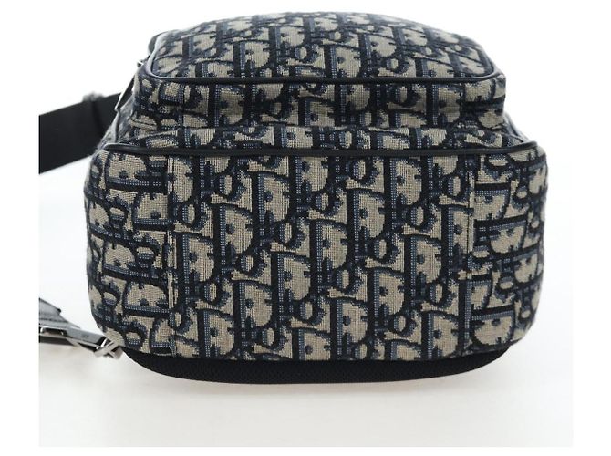 Zaino Christian Dior Trotter Canvas Jacquard Navy Silver Auth 203250SAM Argento Blu navy - vista 5