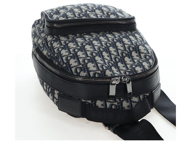 Zaino Christian Dior Trotter Canvas Jacquard Navy Silver Auth 203250SAM Argento Blu navy - vista 6