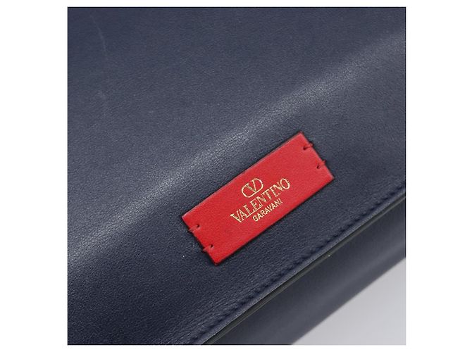 Borsa VALENTINO in pelle 2way Navy Gold Auth 202206V D'oro Blu navy - vista 20