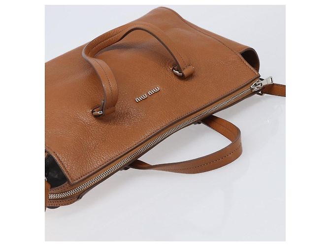 Borsa a mano Miu Miu in pelle 2way marrone argento Auth yk20891M - vista 6