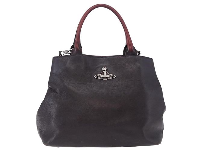 Borsa Tote Vivienne Westwood Pelle 2way Nero Argento Auth 204042 - vista 13