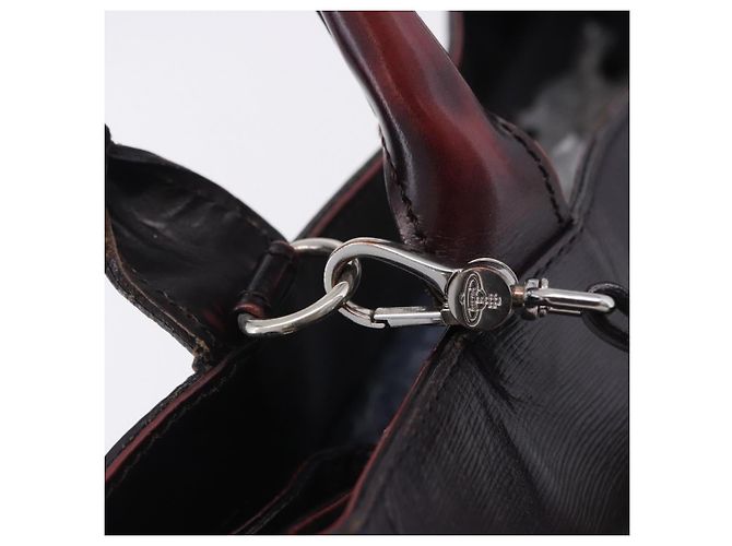 Borsa Tote Vivienne Westwood Pelle 2way Nero Argento Auth 204042 - vista 22