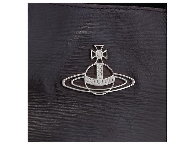 Borsa Tote Vivienne Westwood Pelle 2way Nero Argento Auth 204042 - vista 23