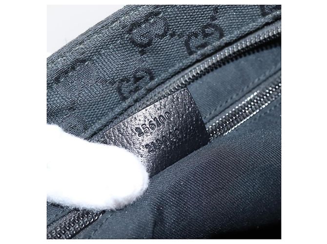 Borsa a tracolla GUCCI GG Canvas Web Sherry Line Nero Argento 256100 Auth 204737A - vista 12