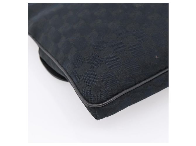 Borsa a tracolla GUCCI GG Canvas Web Sherry Line Nero Argento 256100 Auth 204737A - vista 16