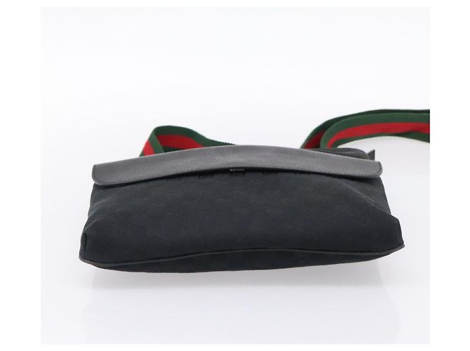 Borsa a tracolla GUCCI GG Canvas Web Sherry Line Nero Argento 256100 Auth 204737A - vista 5