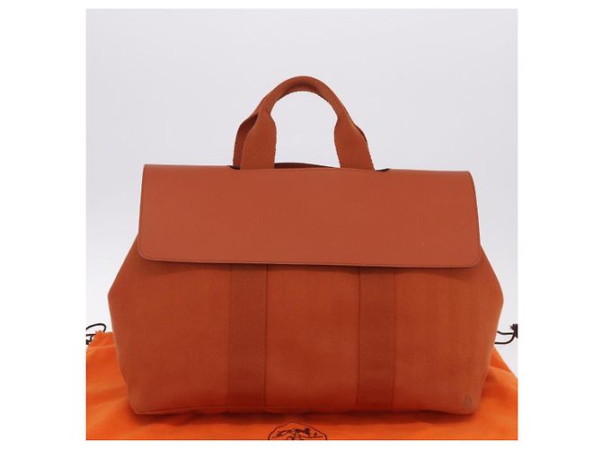 Hermès HERMES Valparaiso Handtasche Canvas Orange Silver Auth 200363V Silber - Ansicht 12