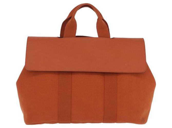 Hermès HERMES Valparaiso Handtasche Canvas Orange Silver Auth 200363V Silber - Ansicht 13