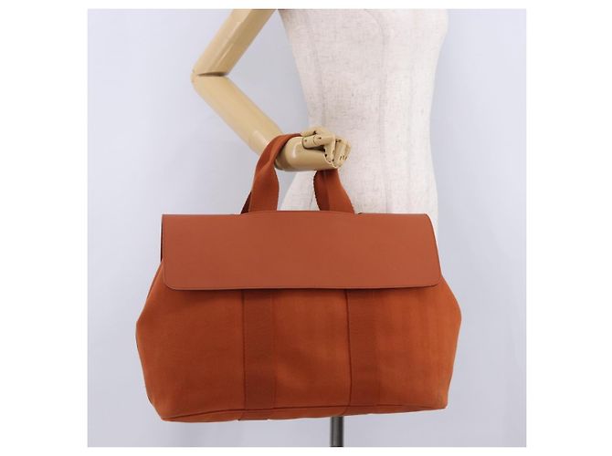 Hermès HERMES Valparaiso Handtasche Canvas Orange Silver Auth 200363V Silber - Ansicht 28