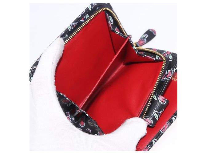Portefeuille Compact PRADA en Cuir Noir et Or Auth 203694M Doré - vue 10