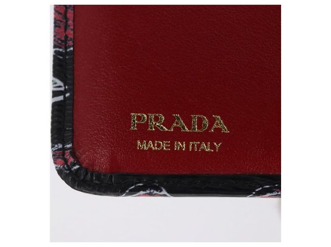 Portefeuille Compact PRADA en Cuir Noir et Or Auth 203694M Doré - vue 18