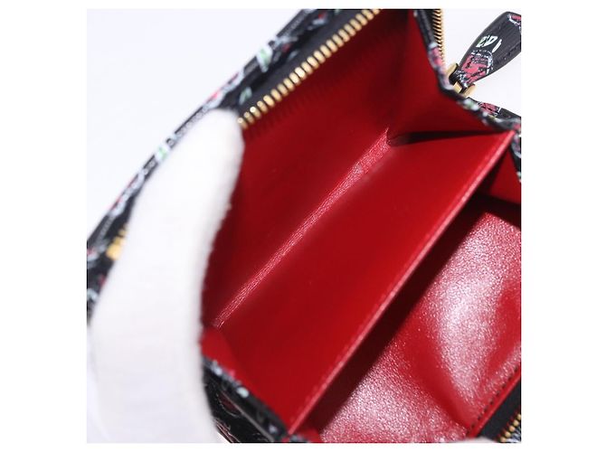 Portefeuille Compact PRADA en Cuir Noir et Or Auth 203694M Doré - vue 24