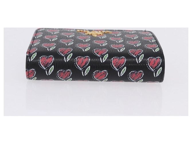 Portefeuille Compact PRADA en Cuir Noir et Or Auth 203694M Doré - vue 6