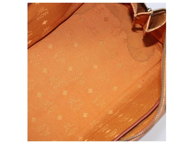 Bolsa MCM Vicetos Logogram Mini Boston Bag PVC Leather Brown Gold Auth ki6815 Marrom Dourado - vista 10