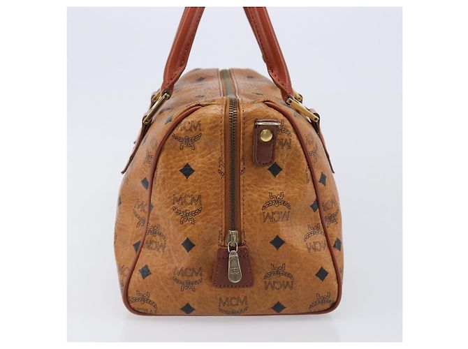 Bolsa MCM Vicetos Logogram Mini Boston Bag PVC Leather Brown Gold Auth ki6815 Marrom Dourado - vista 3