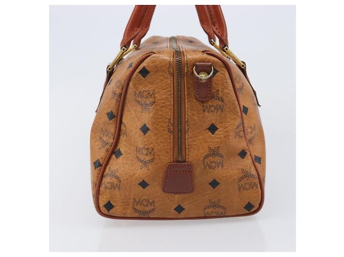 Bolsa MCM Vicetos Logogram Mini Boston Bag PVC Leather Brown Gold Auth ki6815 Marrom Dourado - vista 4